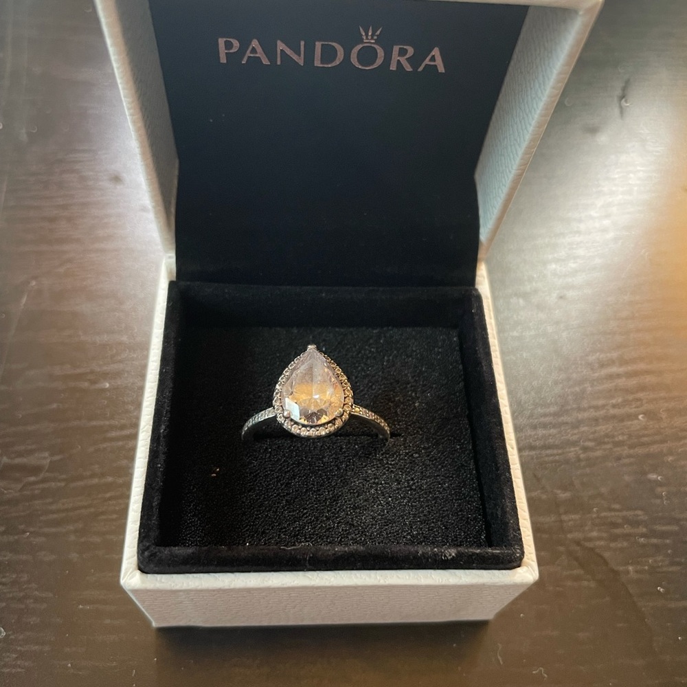 Pandora Sparkling Teardrop Halo Ring